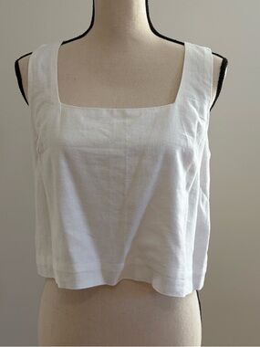Abercrombie & Fitch White Square-Neck Linen Top Size Small (NWT)